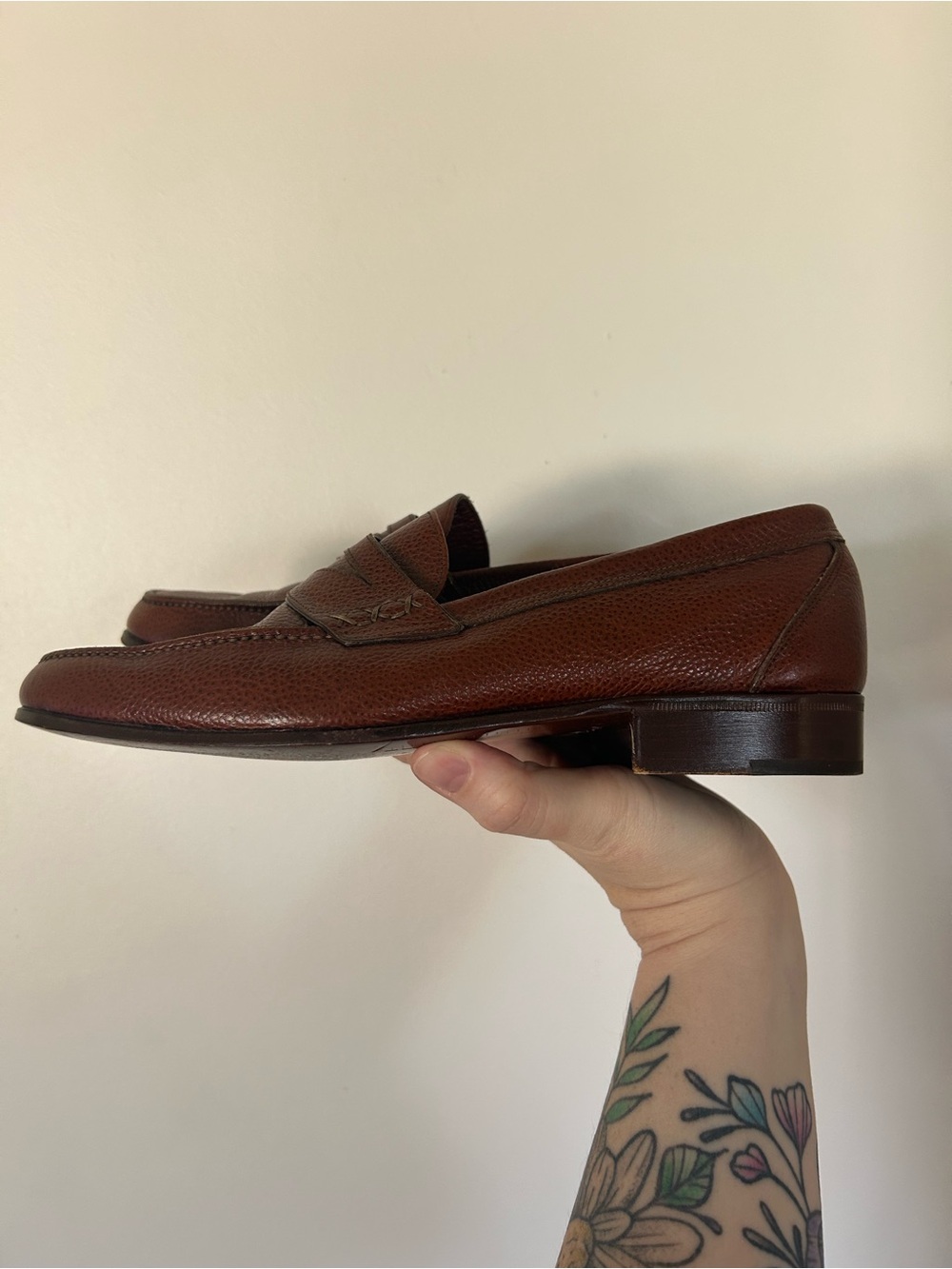 Vintage Celine Pebble-grain Leather Penny Loafers Size 40 Brown - Picture 4 of 8